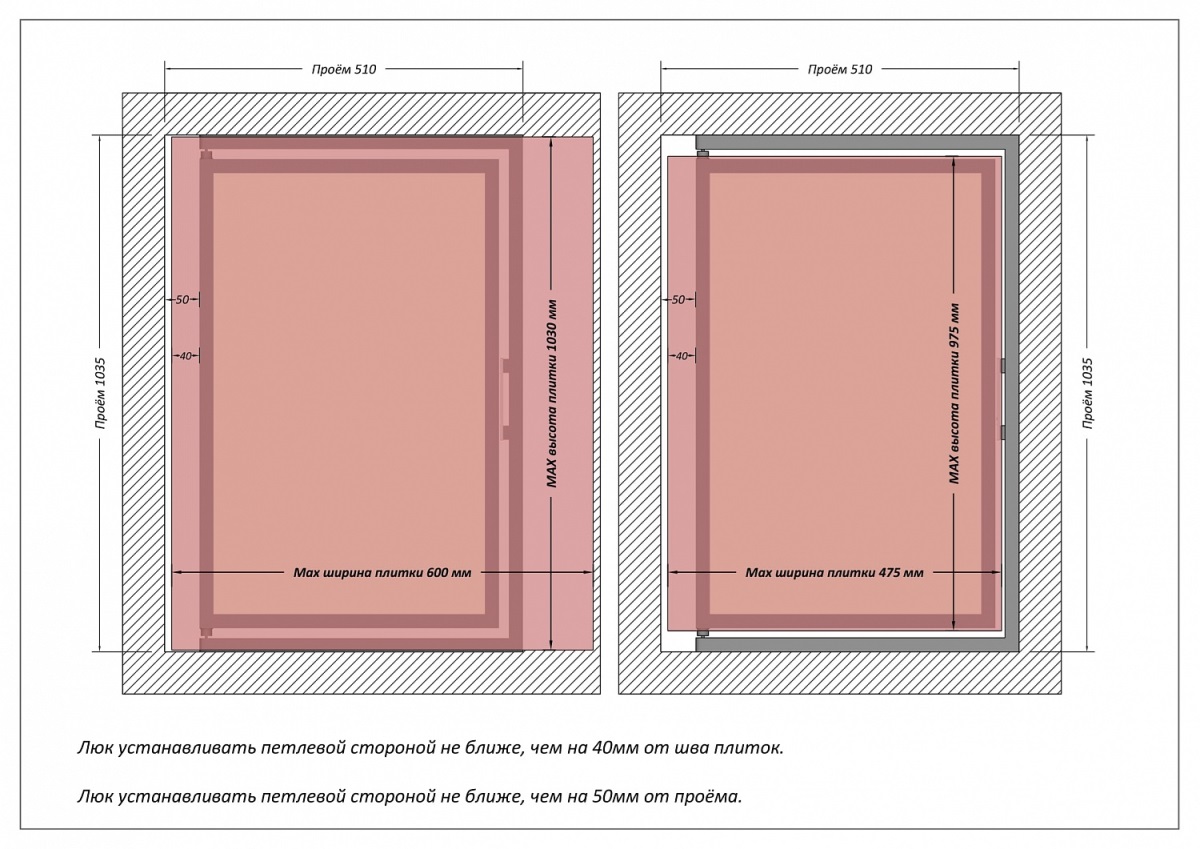 Люк одностворчатый Shagma 50х100 ревизионный под плитку ЛС500x1000В 7 Люк одностворчатый Shagma 50х100 ревизионный под плитку ЛС500x1000В — изображение 7